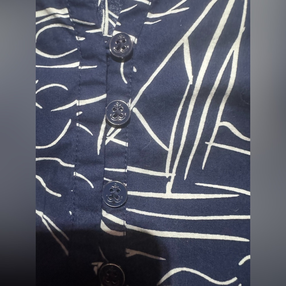 Talbots Navy Sailboat Print Button Down Shirt - Picture 4 of 7